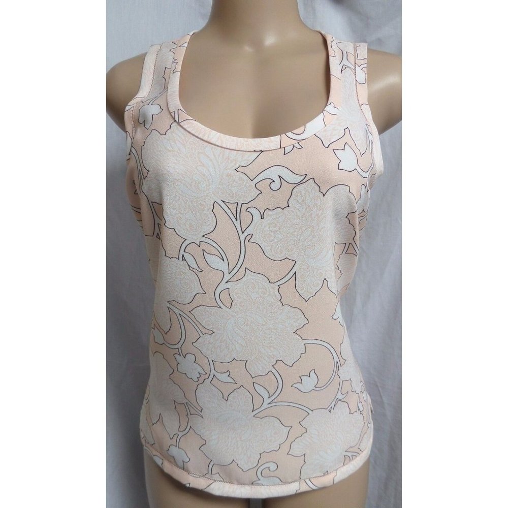 NWT ANN TAYLOR  LIGHT PEACH FLORAL CROCHET TRIMMED SHIRT BLOUSE TOP SZE: PM $55
